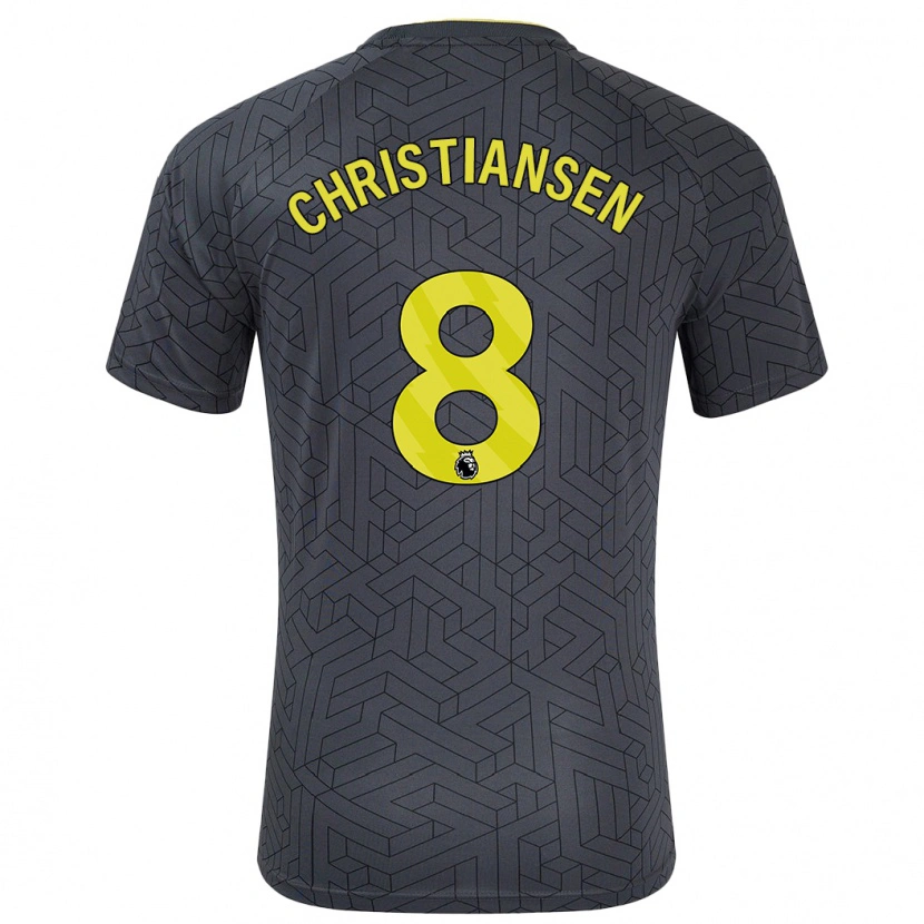 Danxen Enfant Maillot Izzy Christiansen #8 Noir Jaune Tenues Extérieur 2024/25 T-Shirt