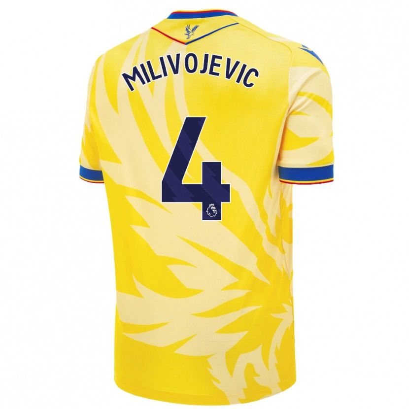 Danxen Enfant Maillot Luka Milivojevic #4 Jaune Tenues Extérieur 2024/25 T-Shirt