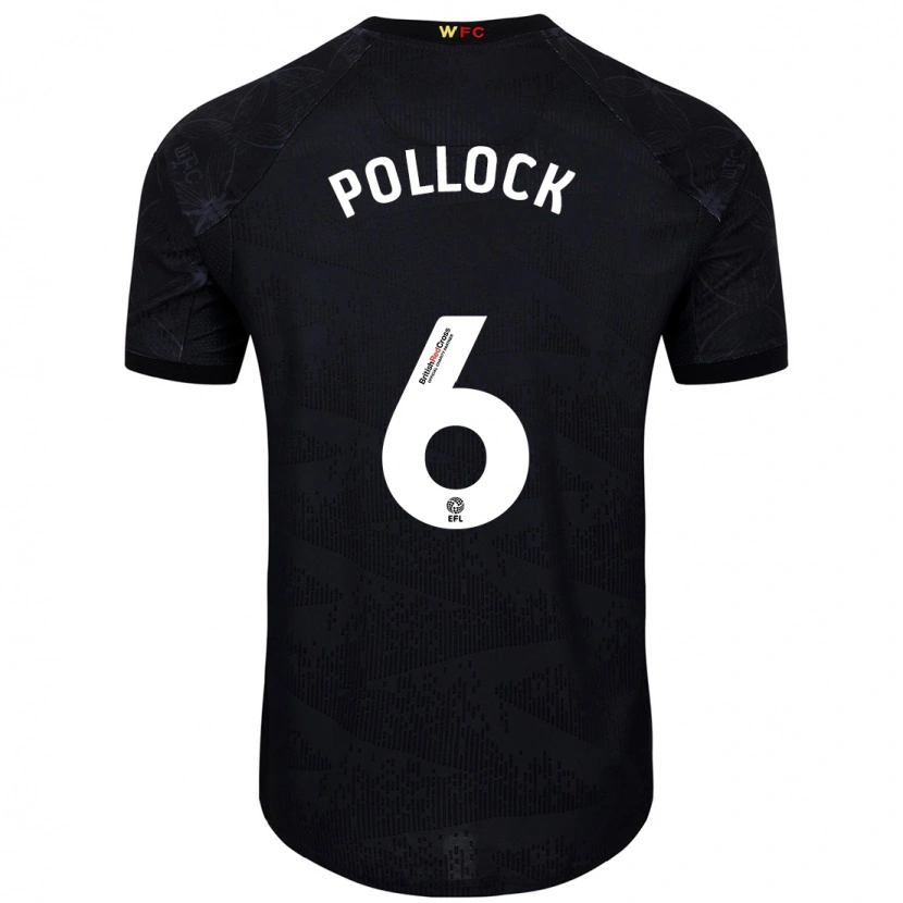 Danxen Enfant Maillot Mattie Pollock #6 Noir Blanc Tenues Extérieur 2024/25 T-Shirt