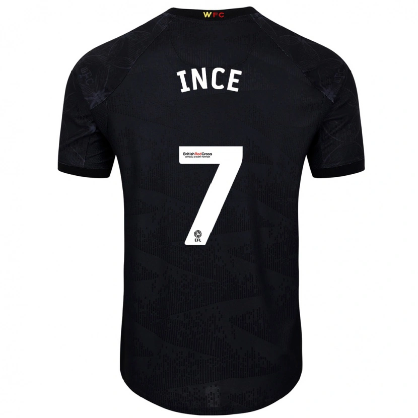 Danxen Enfant Maillot Tom Ince #7 Noir Blanc Tenues Extérieur 2024/25 T-Shirt