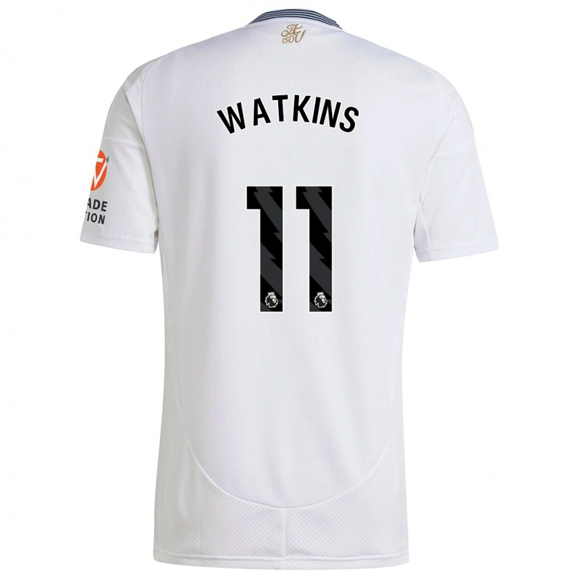 Danxen Enfant Maillot Ollie Watkins #11 Blanc Tenues Extérieur 2024/25 T-Shirt