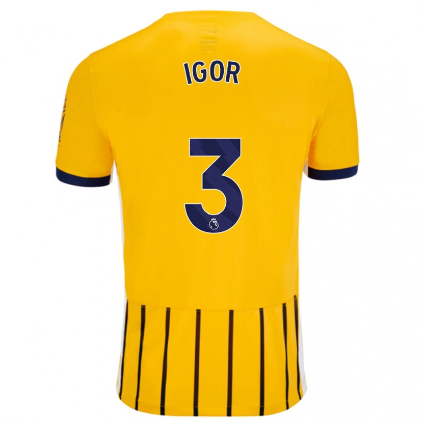 Danxen Enfant Maillot Igor #3 Doré Bleu À Fines Rayures Tenues Extérieur 2024/25 T-Shirt