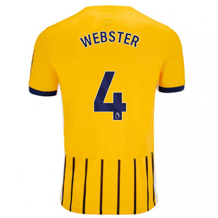 Danxen Enfant Maillot Adam Webster #4 Doré Bleu À Fines Rayures Tenues Extérieur 2024/25 T-Shirt