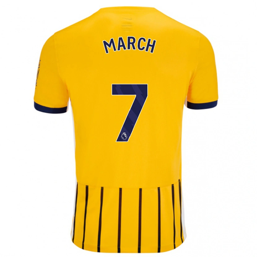 Danxen Enfant Maillot Solly March #7 Doré Bleu À Fines Rayures Tenues Extérieur 2024/25 T-Shirt