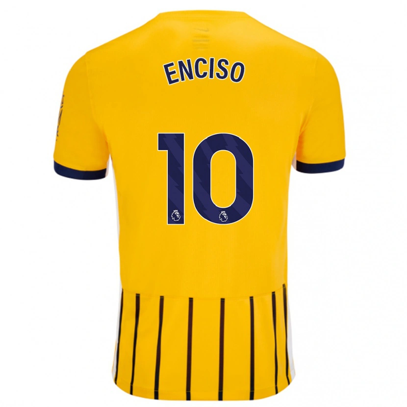 Danxen Enfant Maillot Julio Enciso #10 Doré Bleu À Fines Rayures Tenues Extérieur 2024/25 T-Shirt