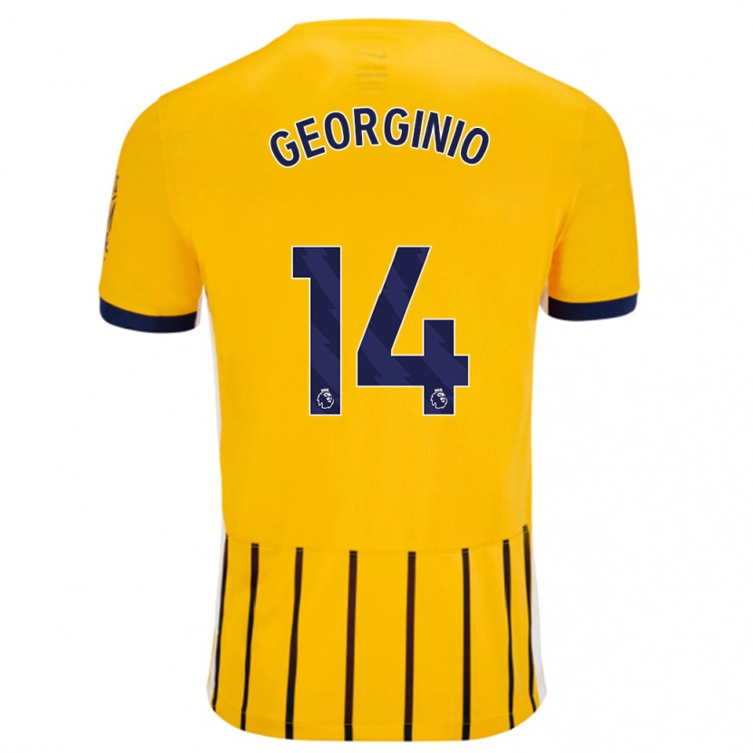 Danxen Enfant Maillot Georginio Rutter #14 Doré Bleu À Fines Rayures Tenues Extérieur 2024/25 T-Shirt