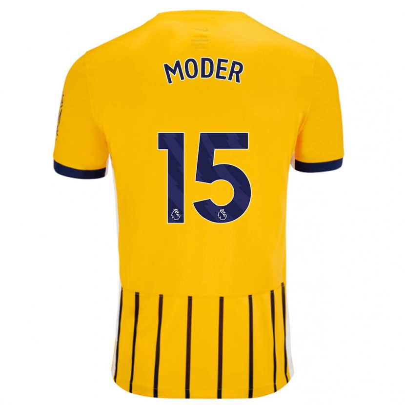 Danxen Enfant Maillot Jakub Moder #15 Doré Bleu À Fines Rayures Tenues Extérieur 2024/25 T-Shirt