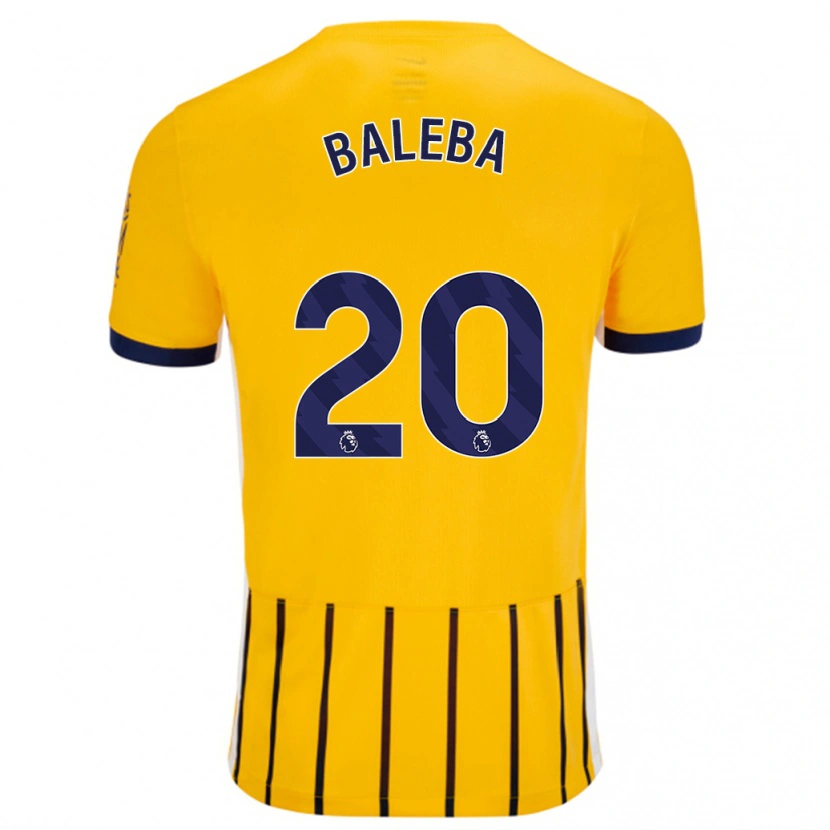 Danxen Enfant Maillot Carlos Baleba #20 Doré Bleu À Fines Rayures Tenues Extérieur 2024/25 T-Shirt