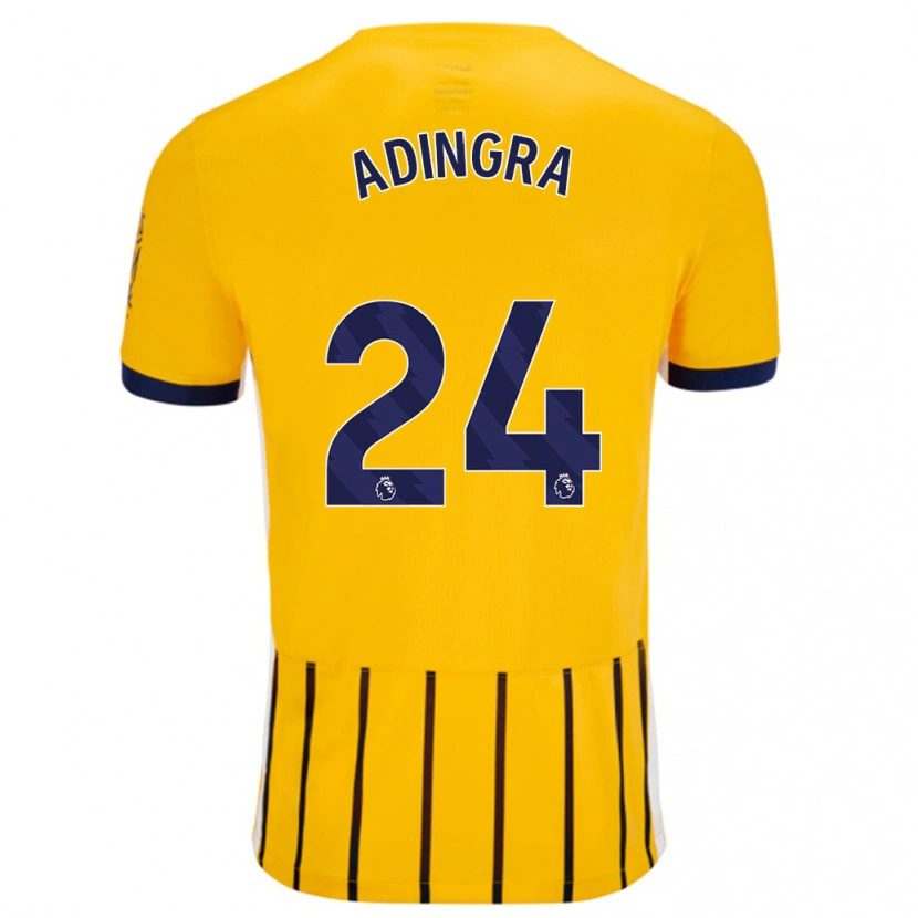 Danxen Enfant Maillot Simon Adingra #24 Doré Bleu À Fines Rayures Tenues Extérieur 2024/25 T-Shirt