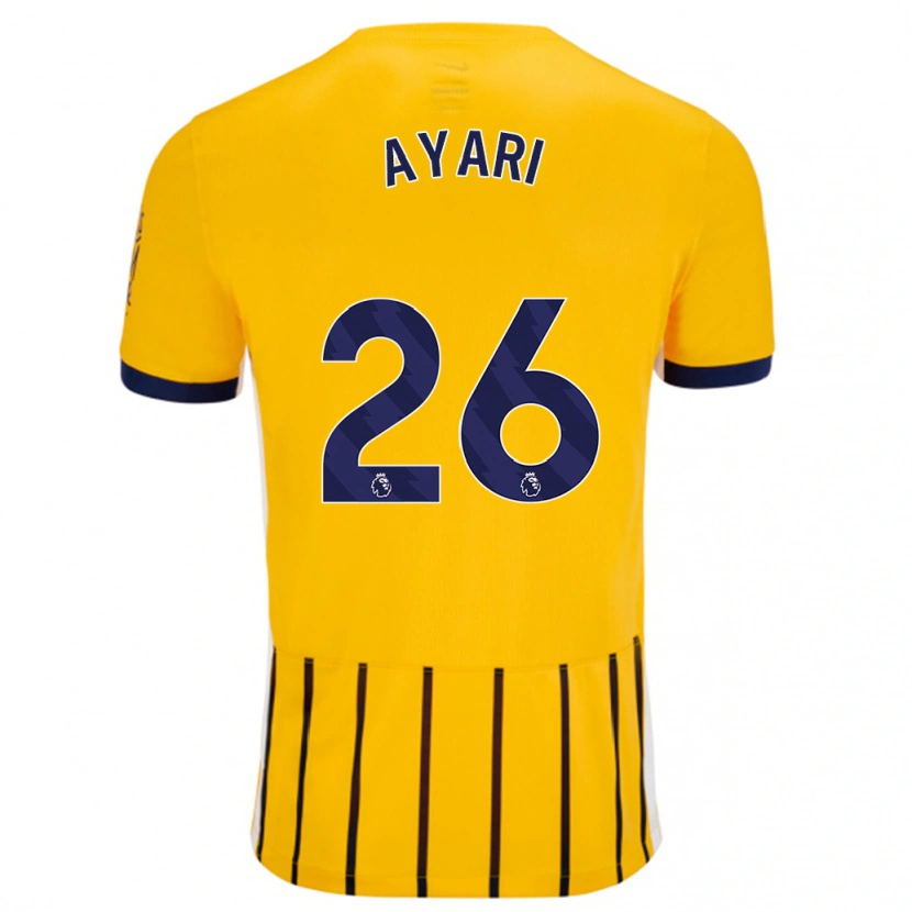 Danxen Enfant Maillot Yasin Ayari #26 Doré Bleu À Fines Rayures Tenues Extérieur 2024/25 T-Shirt