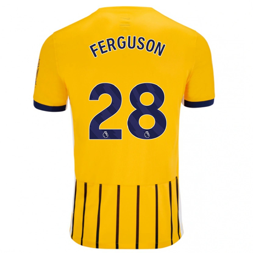 Danxen Enfant Maillot Evan Ferguson #28 Doré Bleu À Fines Rayures Tenues Extérieur 2024/25 T-Shirt