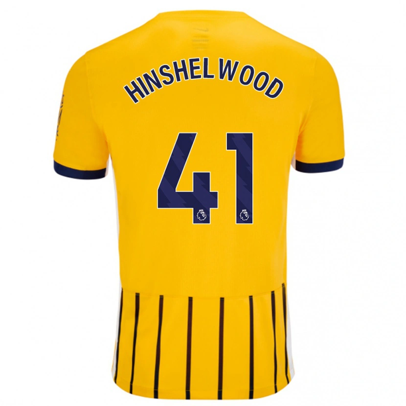 Danxen Enfant Maillot Jack Hinshelwood #41 Doré Bleu À Fines Rayures Tenues Extérieur 2024/25 T-Shirt