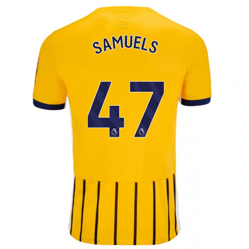 Danxen Enfant Maillot Imari Samuels #47 Doré Bleu À Fines Rayures Tenues Extérieur 2024/25 T-Shirt