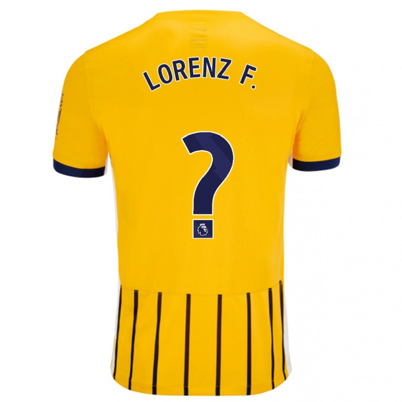 Danxen Enfant Maillot Lorenz Ferdinand #0 Doré Bleu À Fines Rayures Tenues Extérieur 2024/25 T-Shirt