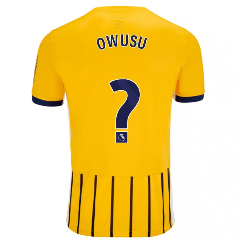 Danxen Enfant Maillot Yussif Owusu #0 Doré Bleu À Fines Rayures Tenues Extérieur 2024/25 T-Shirt