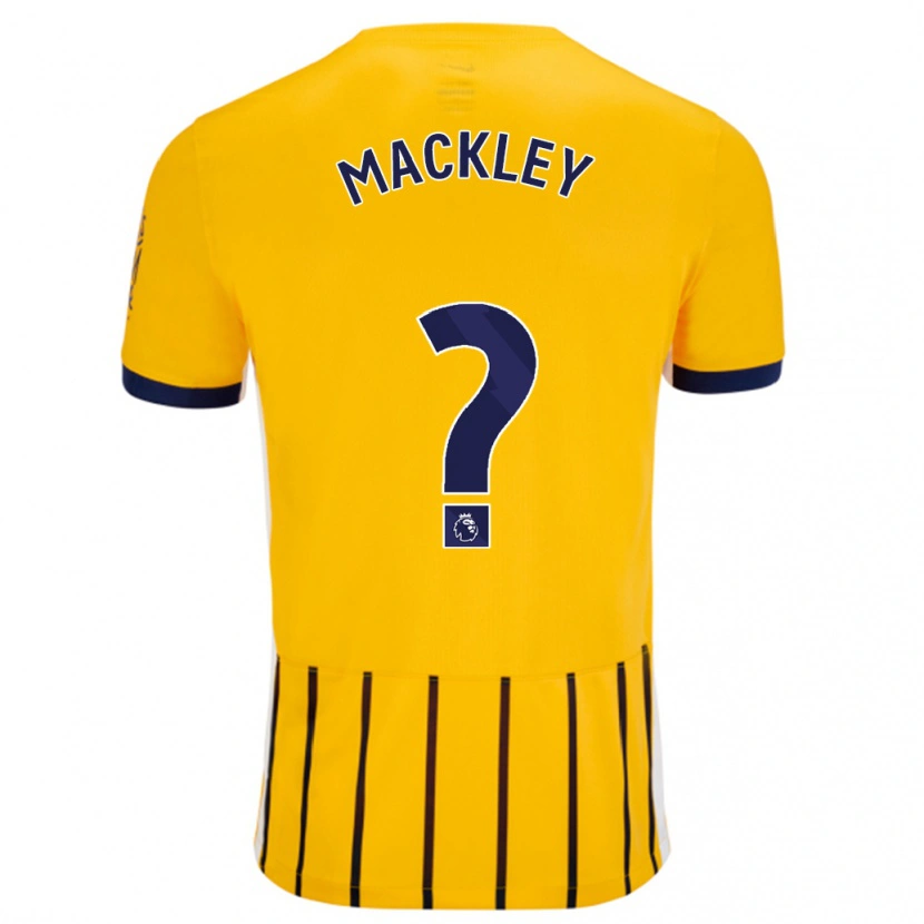 Danxen Enfant Maillot Callum Mackley #0 Doré Bleu À Fines Rayures Tenues Extérieur 2024/25 T-Shirt