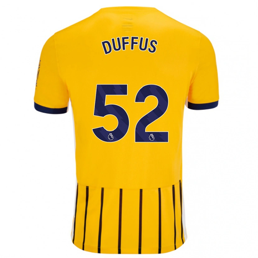 Danxen Enfant Maillot Josh Duffus #52 Doré Bleu À Fines Rayures Tenues Extérieur 2024/25 T-Shirt