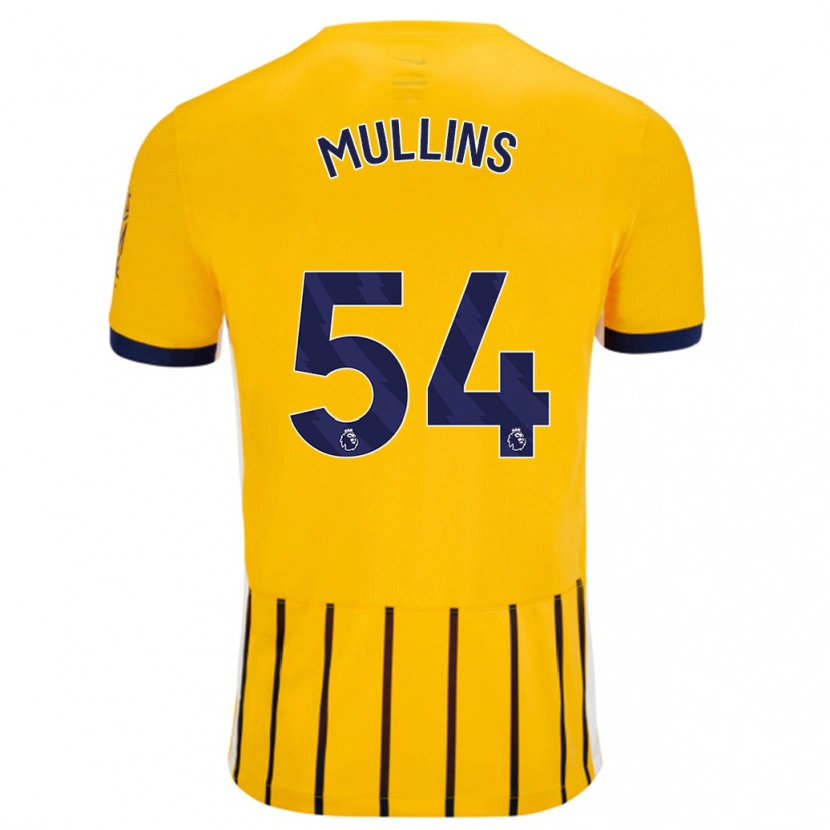 Danxen Enfant Maillot Jamie Mullins #54 Doré Bleu À Fines Rayures Tenues Extérieur 2024/25 T-Shirt