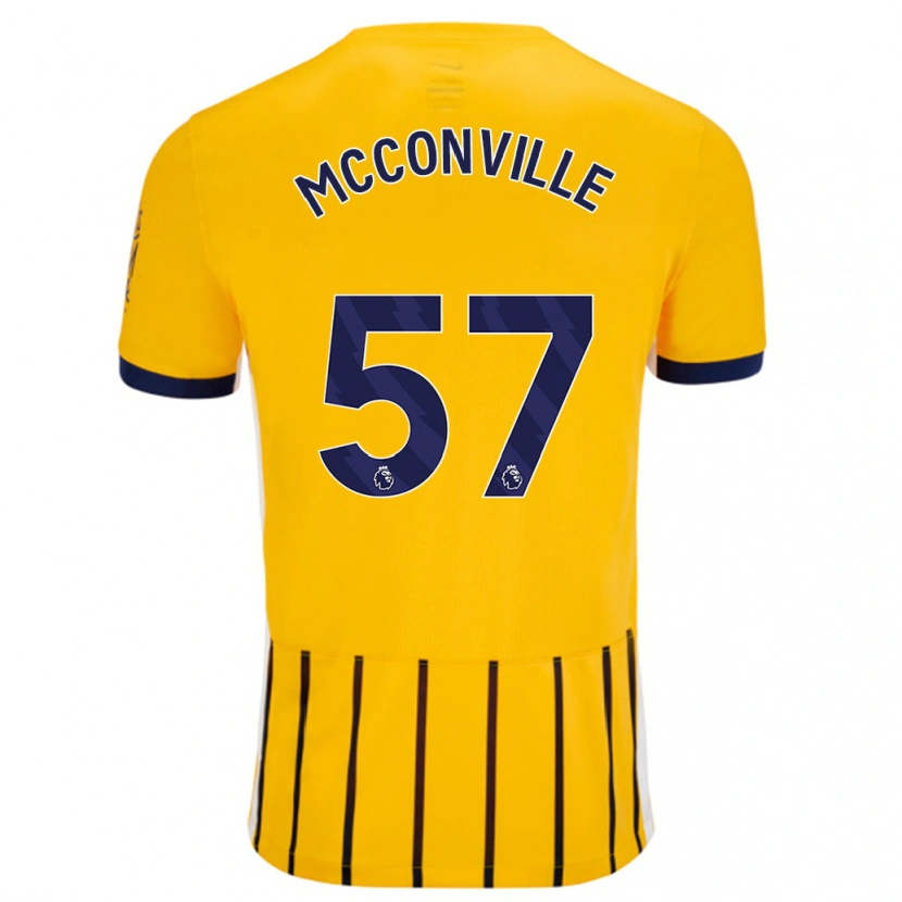 Danxen Enfant Maillot Ruairi Mcconville #57 Doré Bleu À Fines Rayures Tenues Extérieur 2024/25 T-Shirt