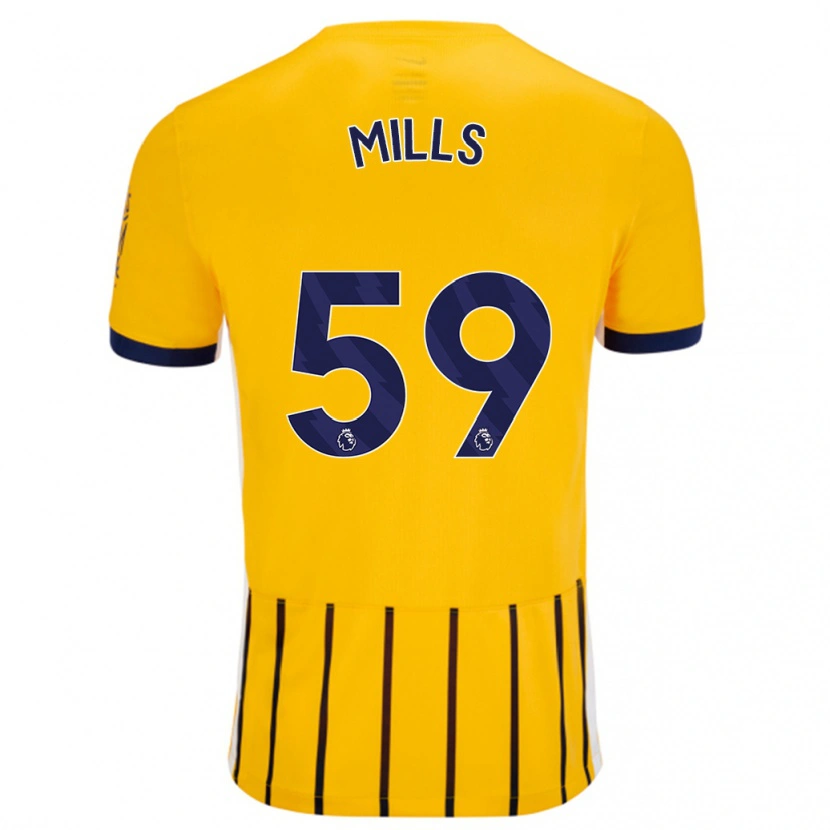 Danxen Enfant Maillot Harry Mills #59 Doré Bleu À Fines Rayures Tenues Extérieur 2024/25 T-Shirt