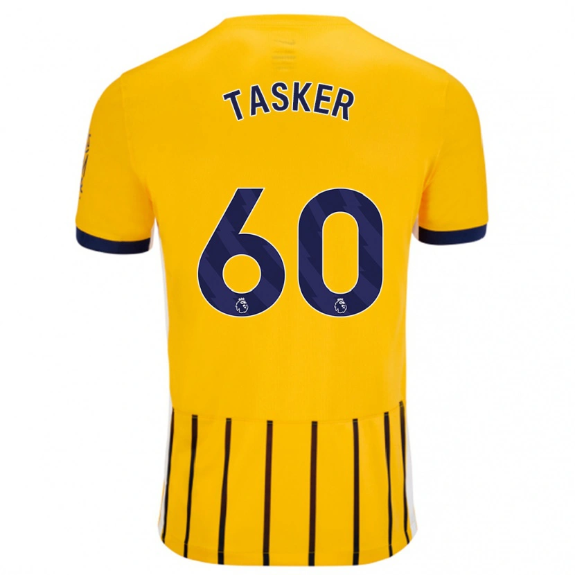 Danxen Enfant Maillot Charlie Tasker #60 Doré Bleu À Fines Rayures Tenues Extérieur 2024/25 T-Shirt