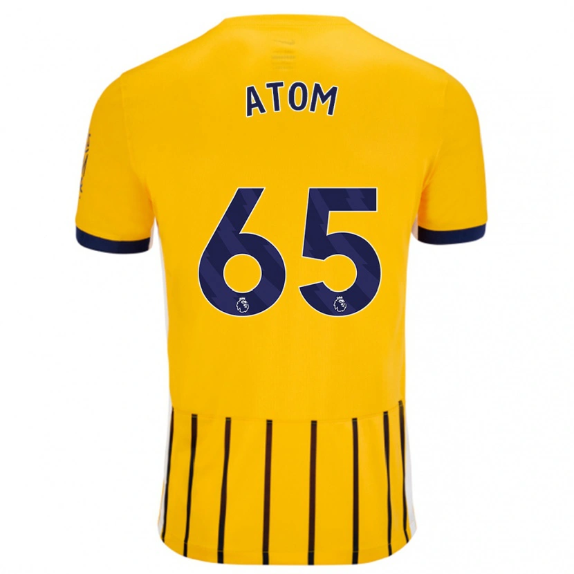 Danxen Enfant Maillot Noel Atom #65 Doré Bleu À Fines Rayures Tenues Extérieur 2024/25 T-Shirt