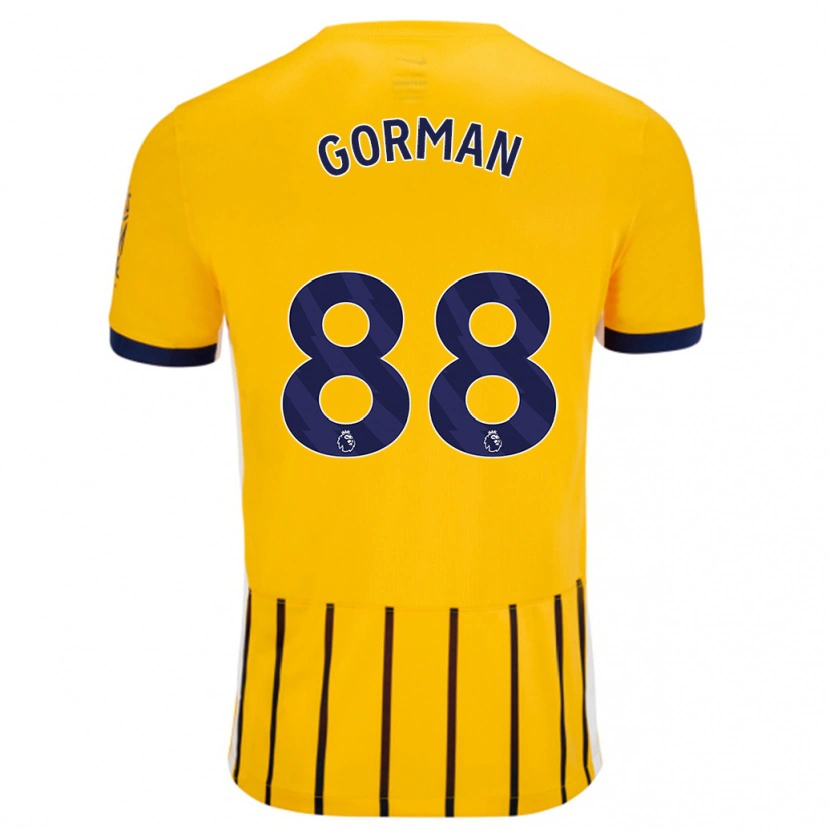 Danxen Enfant Maillot Ronnie Gorman #88 Doré Bleu À Fines Rayures Tenues Extérieur 2024/25 T-Shirt