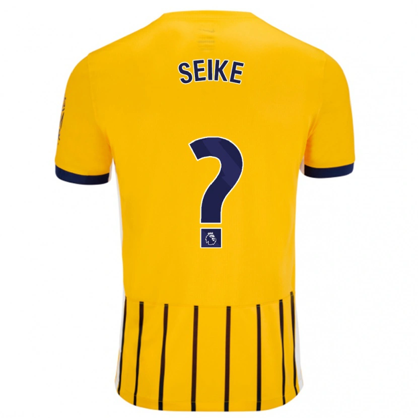 Danxen Enfant Maillot Kiko Seike #0 Doré Bleu À Fines Rayures Tenues Extérieur 2024/25 T-Shirt