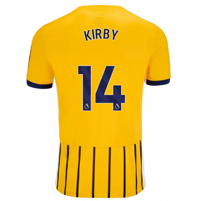 Danxen Enfant Maillot Fran Kirby #14 Doré Bleu À Fines Rayures Tenues Extérieur 2024/25 T-Shirt