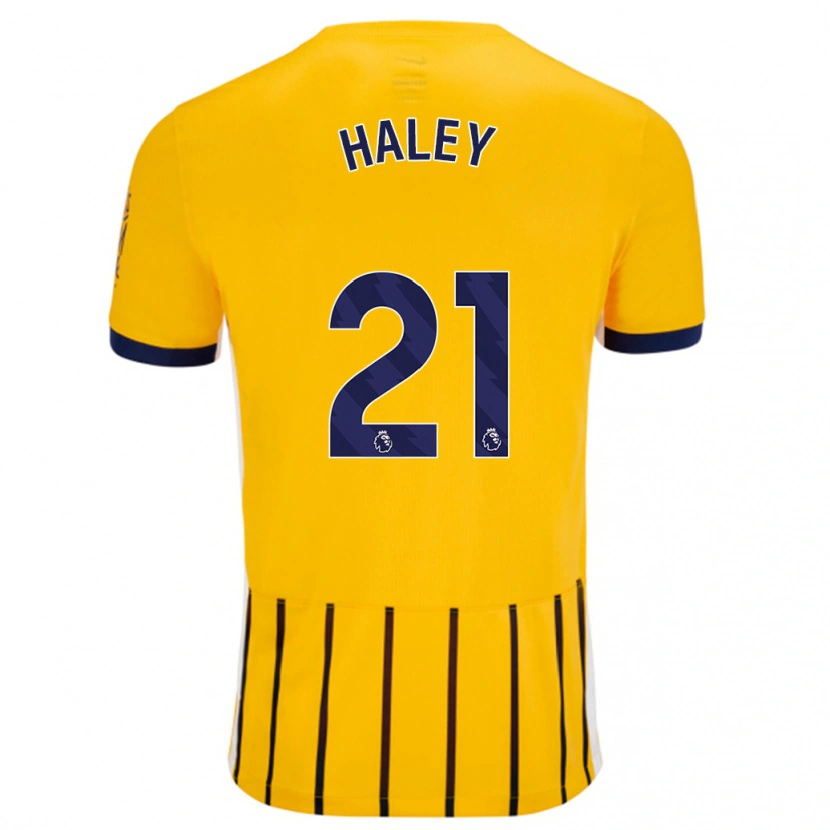 Danxen Enfant Maillot Madison Haley #21 Doré Bleu À Fines Rayures Tenues Extérieur 2024/25 T-Shirt