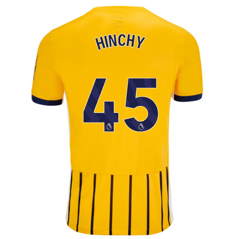 Danxen Enfant Maillot Jack Hinchy #45 Doré Bleu À Fines Rayures Tenues Extérieur 2024/25 T-Shirt