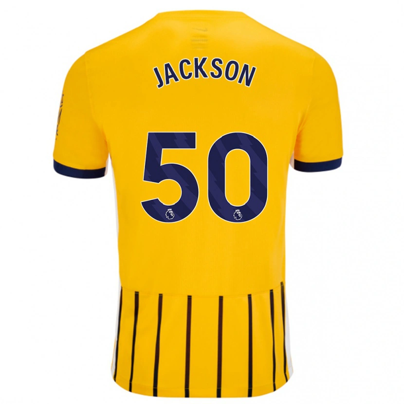 Danxen Enfant Maillot Ben Jackson #50 Doré Bleu À Fines Rayures Tenues Extérieur 2024/25 T-Shirt