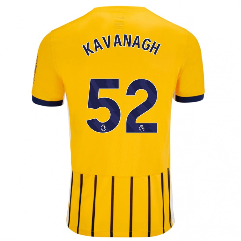 Danxen Enfant Maillot Leigh Kavanagh #52 Doré Bleu À Fines Rayures Tenues Extérieur 2024/25 T-Shirt