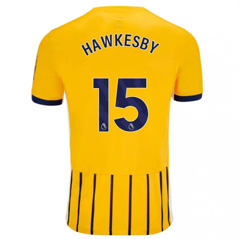 Danxen Enfant Maillot Mackenzie Hawkesby #15 Doré Bleu À Fines Rayures Tenues Extérieur 2024/25 T-Shirt