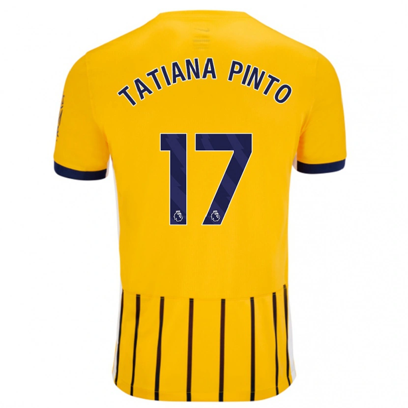 Danxen Enfant Maillot Tatiana Vanessa Ferreira Pinto #17 Doré Bleu À Fines Rayures Tenues Extérieur 2024/25 T-Shirt