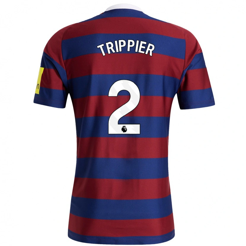 Danxen Enfant Maillot Kieran Trippier #2 Bordeaux Bleu Marine Tenues Extérieur 2024/25 T-Shirt