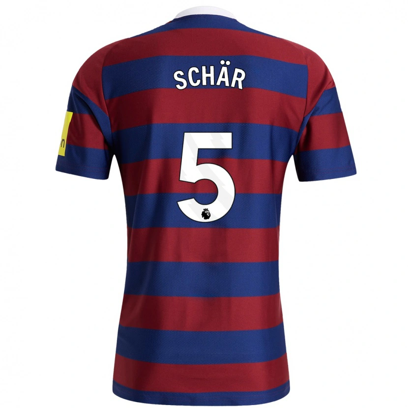 Danxen Enfant Maillot Fabian Schär #5 Bordeaux Bleu Marine Tenues Extérieur 2024/25 T-Shirt