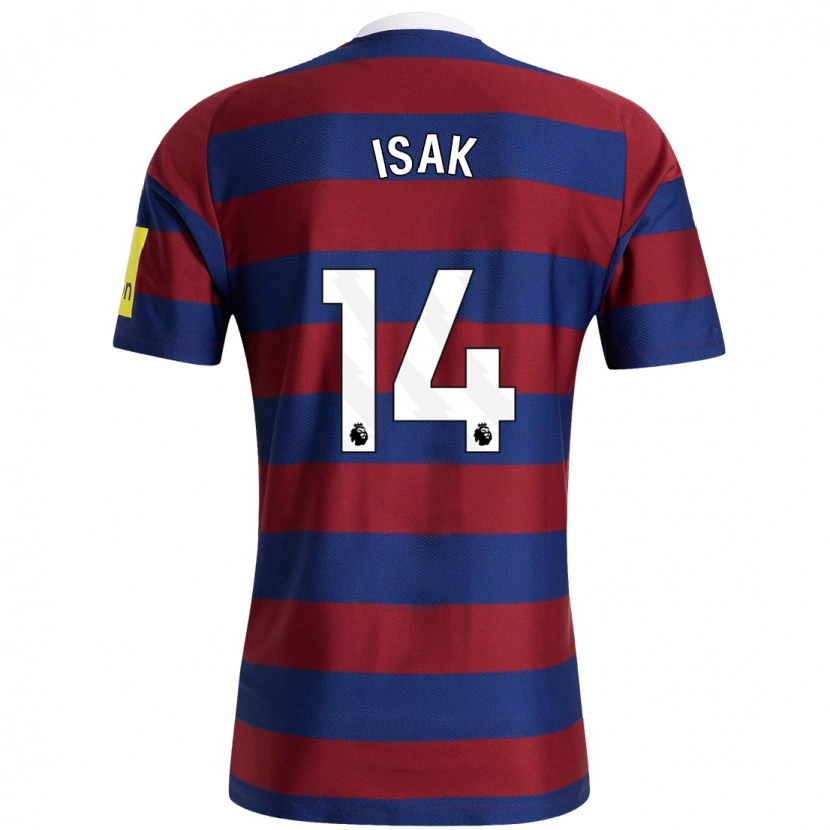 Danxen Enfant Maillot Alexander Isak #14 Bordeaux Bleu Marine Tenues Extérieur 2024/25 T-Shirt