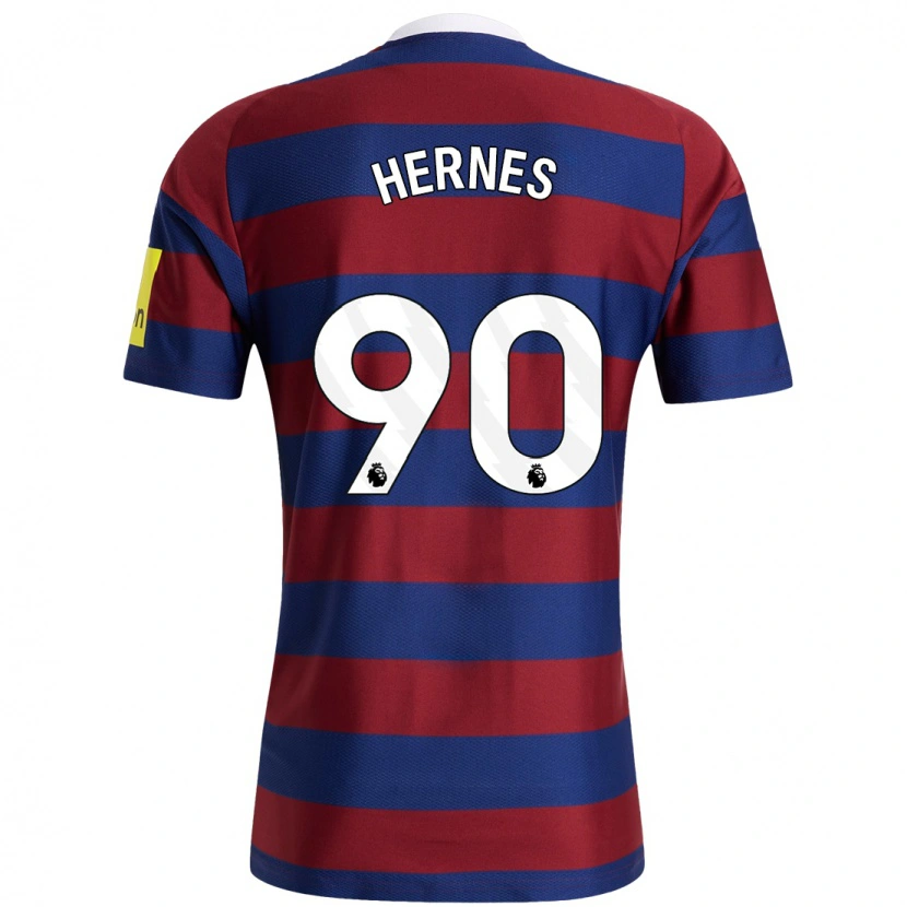 Danxen Enfant Maillot Travis Hernes #90 Bordeaux Bleu Marine Tenues Extérieur 2024/25 T-Shirt