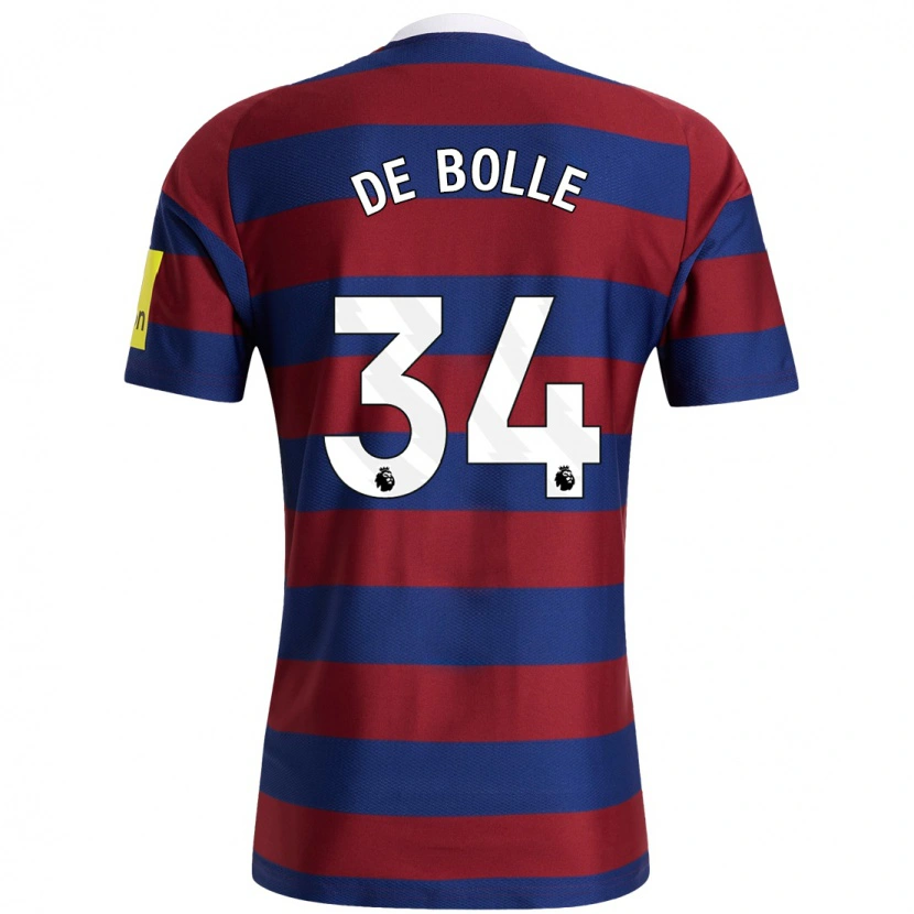 Danxen Enfant Maillot Lucas De Bolle #34 Bordeaux Bleu Marine Tenues Extérieur 2024/25 T-Shirt