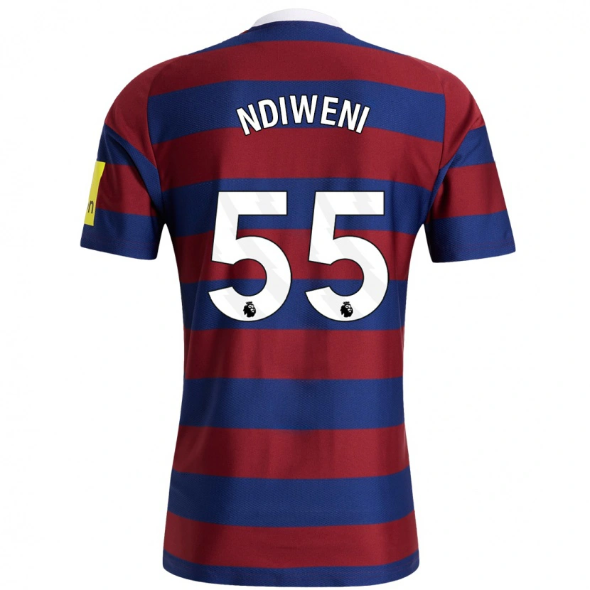 Danxen Enfant Maillot Michael Ndiweni #55 Bordeaux Bleu Marine Tenues Extérieur 2024/25 T-Shirt