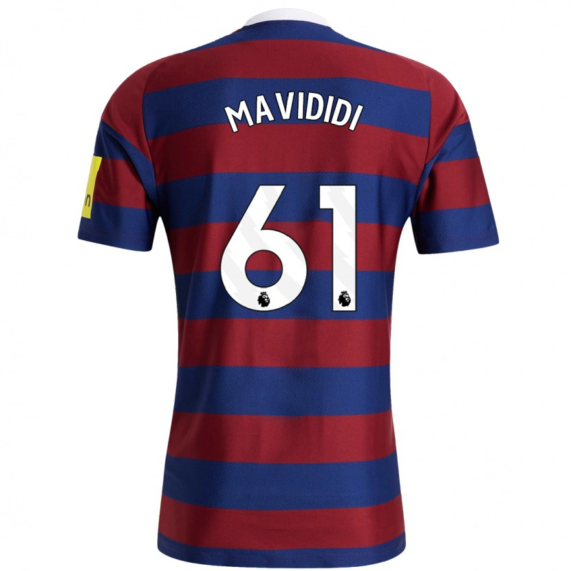 Danxen Enfant Maillot Shaun Mavididi #61 Bordeaux Bleu Marine Tenues Extérieur 2024/25 T-Shirt