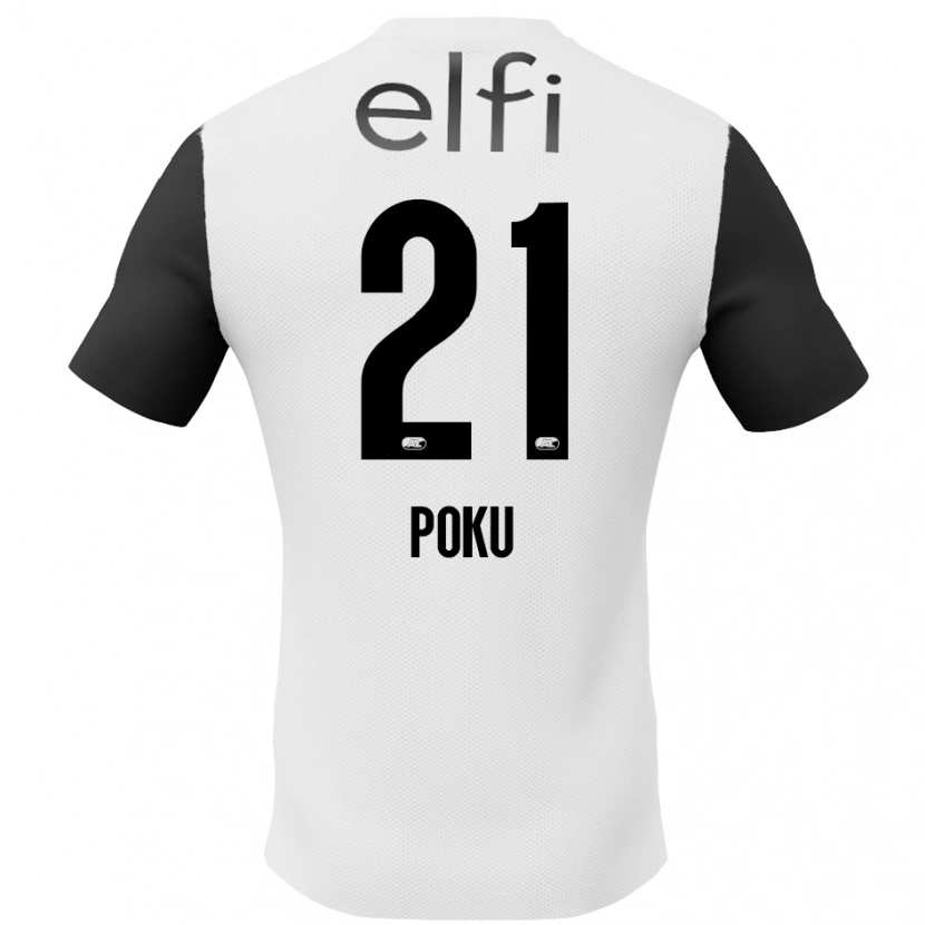 Danxen Enfant Maillot Ernest Poku #21 Blanc Noir Tenues Extérieur 2024/25 T-Shirt