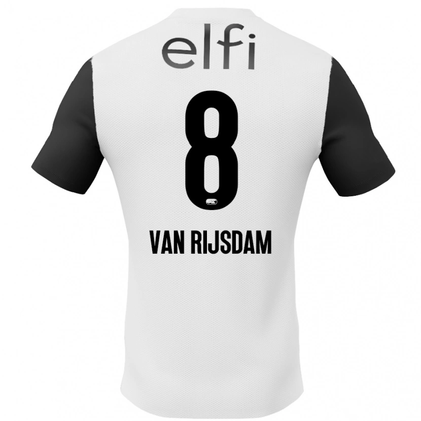 Danxen Enfant Maillot Julian Van Rijsdam #8 Blanc Noir Tenues Extérieur 2024/25 T-Shirt