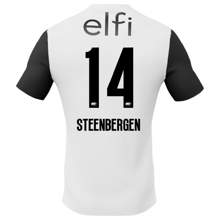 Danxen Enfant Maillot Thom Steenbergen #14 Blanc Noir Tenues Extérieur 2024/25 T-Shirt