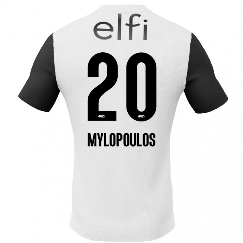 Danxen Enfant Maillot Marios Mylopoulos #20 Blanc Noir Tenues Extérieur 2024/25 T-Shirt