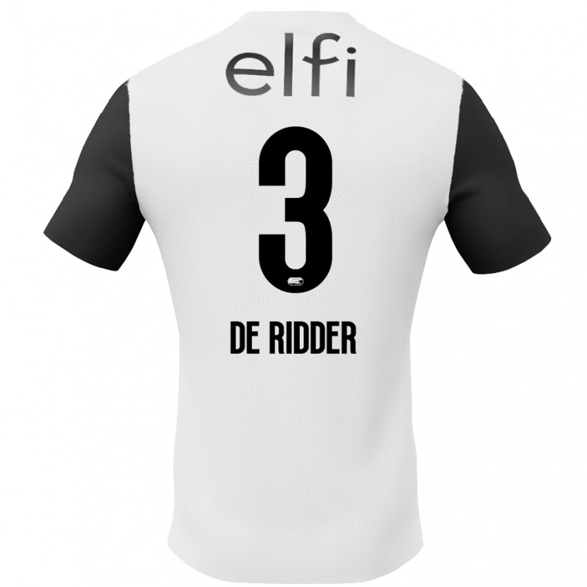 Danxen Enfant Maillot Djoeke De Ridder #3 Blanc Noir Tenues Extérieur 2024/25 T-Shirt