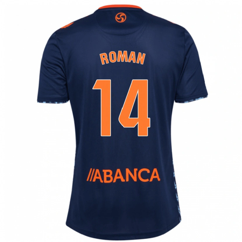 Danxen Enfant Maillot Miguel Román #14 Bleu Marine Tenues Extérieur 2024/25 T-Shirt