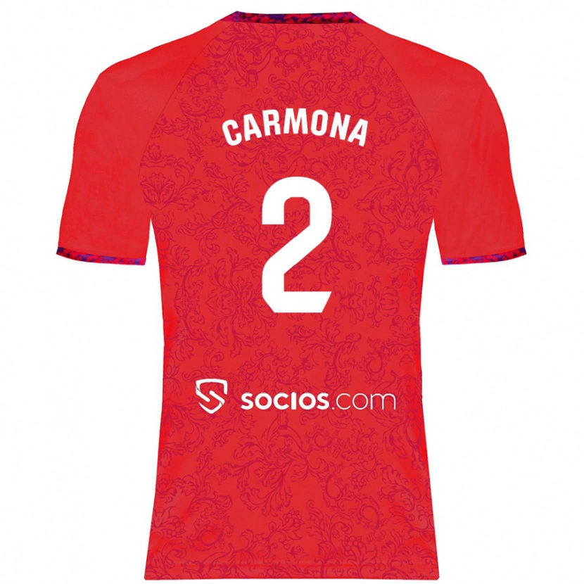 Danxen Enfant Maillot José Ángel Carmona #2 Rouge Tenues Extérieur 2024/25 T-Shirt