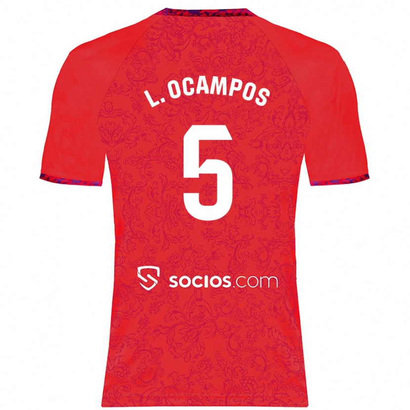 Danxen Enfant Maillot Lucas Ocampos #5 Rouge Tenues Extérieur 2024/25 T-Shirt